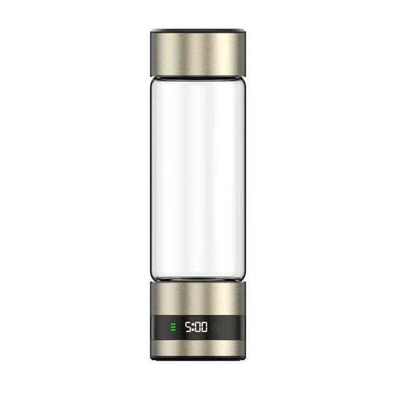 Hydrogen water bottle product shot from side showing LED